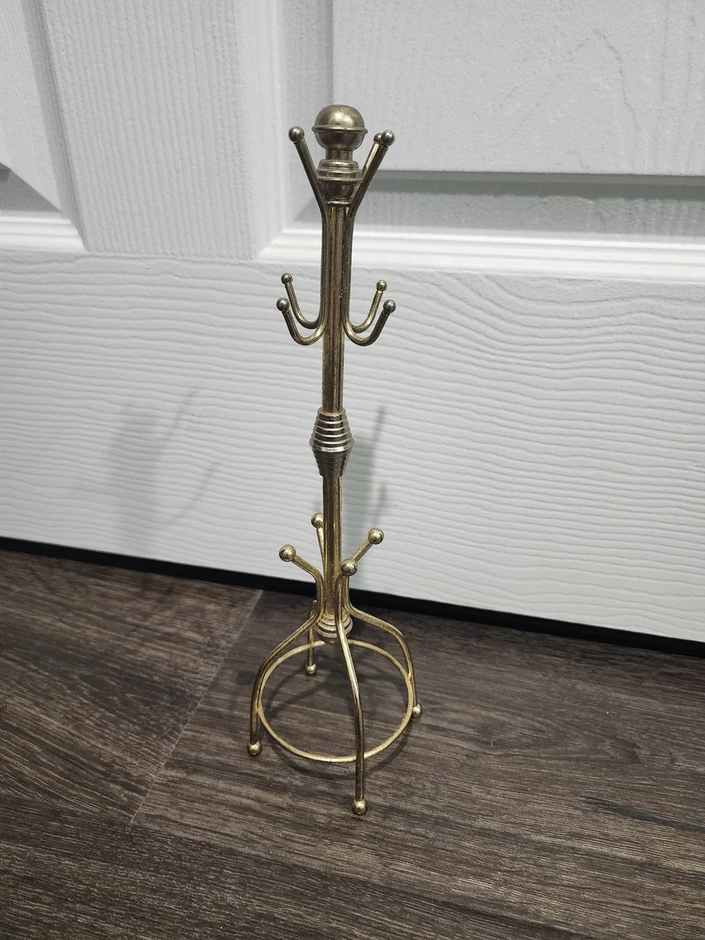 Vintage Brass Miniature Coat Tree Jewelry Holder Key Rack 12